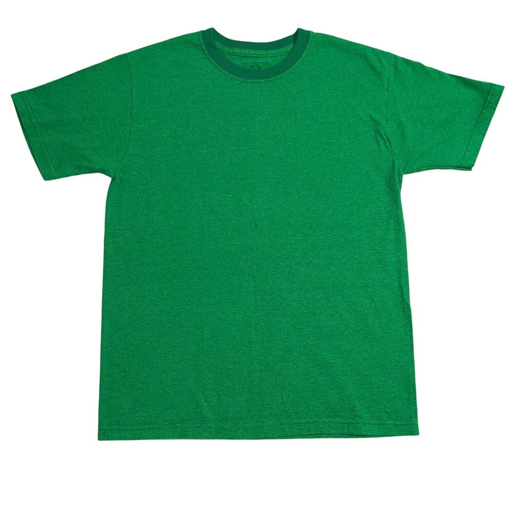 Fruit of the Loom Boys T Shirt Green Solid Crew Neck Short Sleeve Cotton XL